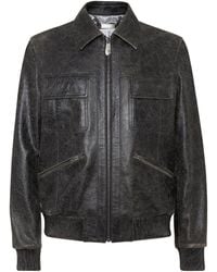 Philipp Plein - Leather Coster Bomber Jacket Ls - Lyst