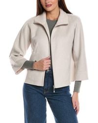 Forte - Knit Detail Short Zip Mock Wool & Cashmere-Blend Jacket - Lyst
