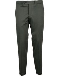 Michael Coal - Military Slim Tapered Trousers With Clean Front And Button Closure - Lyst