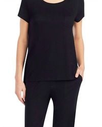 Kensie - Scoop Neck Front Pocket Short Sleeve Sleep Pajama Top - Lyst