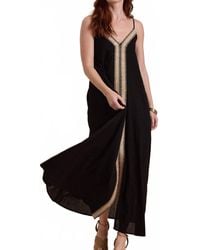 Miou Muse - Straw Trimmed Maxi Dress - Lyst