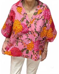 Karlie - Floral Poplin Button Up Top - Lyst