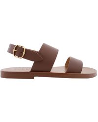 Bally - Bilki Leather Ankle Strap Flat Sandals, Brand Size 35 Us - Lyst