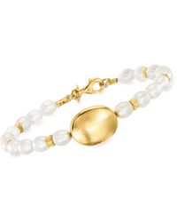 Ross-Simons - 5.5-6mm Cultured Pearl Bead Bracelet With 18kt Gold Over Sterling - Lyst