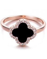 Adornia - 14K Rose Plated Halo Cz Clover Ring - Lyst