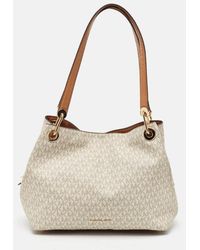 Michael Kors - Signature Coated Canvas And Leather Raven Shoulder Bag - Lyst
