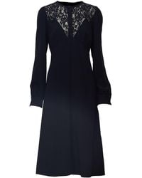 N°21 - Midi Dress With Lace Insert And Button Detailing - Lyst