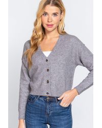 Fashnzfab - V-Neck Button Up Long Sleeve Knit Cardigan - Lyst