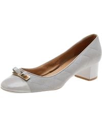 Ferragamo - Patent Leather And Quilted Leather Block Heel Pumps - Lyst