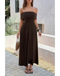 TRUEDAMES - Off Shoulder Solid Backless Full Elegant Dress - Lyst