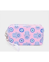 Fashnzfab - Hamsa Hand Evil Eye Printed Pouch Bag With Wristlet - Lyst