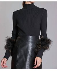 tyler boe - Cashmere Mock Neck With Fur Sweater - Lyst