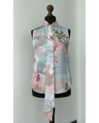 Ted Baker - Mint Choc Chip Tie Neck Blouse - Lyst