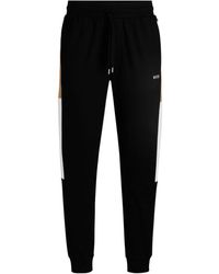BOSS - Cotton-Terry Tracksuit Bottoms With Contrast Side Panels - Lyst