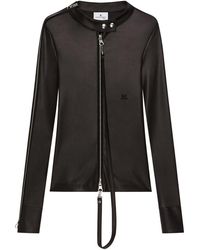 Courreges - Front-Zip Long-Sleeved Top With Embroidered Logo - Lyst