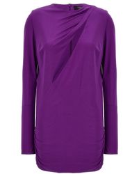 Versace - Cut-Out Details Jersey Dress With Draped Sides - Lyst
