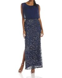 Aidan Mattox - Overlay Sequined Long Evening Dress - Lyst
