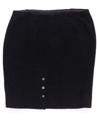 Chanel - 96a Wool Tweed Cc Silver Logo Button Pencil Skirt - Lyst