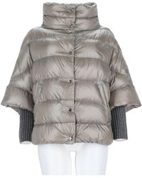 Herno - Puffer-Style Jacket With High Collar And Ribbed Knit Cuffs - Lyst