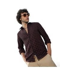 Campus Sutra - Mocha Graph-Check Shirt - Lyst