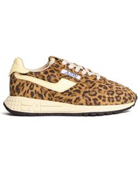 Autry - Reelwind Low Leopard Suede Sneakers - Lyst