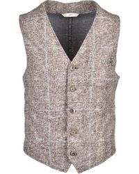 Bob - Tailored Two-Tone Plaid Vest With V-Neck Design - Lyst