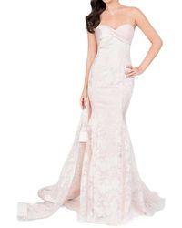 Terani - Strapless Patterned Gown - Lyst