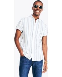 Nautica - Sustainably Crafted Striped Linen Short-sleeve Shirt - Lyst