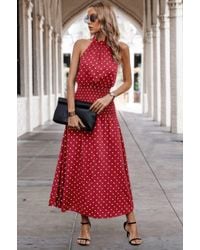 TRUEDAMES - Off Shoulder Dot Print Fit Ruffle Full Dress - Lyst