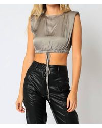 Olivaceous - Satin Cropped Muscle Tank - Lyst