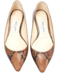 Jimmy Choo - Embossed Scaled Leather Pointed Toe Flat Shoes - Lyst