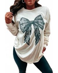 Birdies - Coquette Lace Bow Long Sleeve Graphic Tee - Lyst