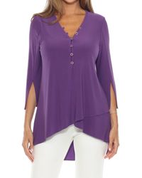Joseph Ribkoff - Wrap Front 3/4 Sleeve V-Neck Tunic - Lyst