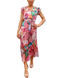 Sam Edelman - Floral Faux Wrap Midi Dress - Lyst