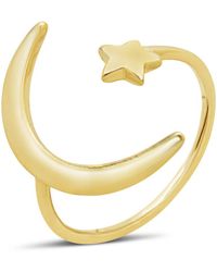 Sterling Forever Sterling Silver Crescent Moon Open Ring - Metallic