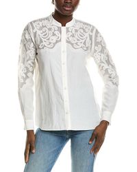 Tahari - The Leslie Linen-Blend Blouse - Lyst