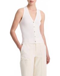 Vince - Button V-Neck Tank Top - Lyst