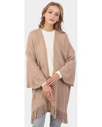 TRUEDAMES - Aztec Patterned Fringe Poncho - Lyst
