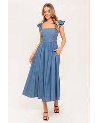 TRUEDAMES - Driftwood Petal Chambray Midi Dress - Lyst