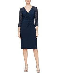 Alex Evenings - Jersey Lace Cocktail And Party Dress - Lyst