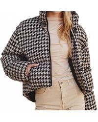 Dress Forum - Houndstooth Stand Collar Puffer Jacket - Lyst