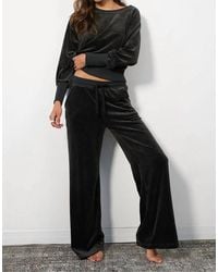 Bobi - Rib Mix Wide Leg Drawstring Pant - Lyst