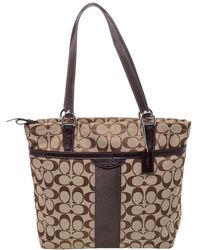 COACH - / Canvas And Patent Leather Top Zip Tote - Lyst
