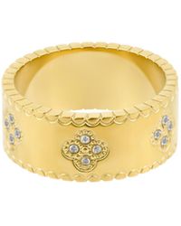 Adornia - Tarnish Resistant 18K Plated Crystal Clover Band Ring - Lyst