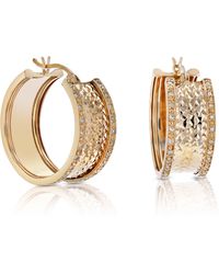 Vir Jewels - 1/4 Cttw Diamond Hoop Earrings Rose Gold Plated Over .925 Silver 1 Inch Design - Lyst