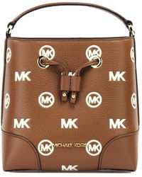 Michael Kors - Mercer Small luggage Embossed Drawstring Bucket Messenger Bag - Lyst
