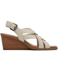 TOMS - Gracie Cream Leather Wedge Sandal - Lyst
