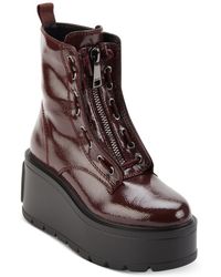 DKNY - Harli Patent Ankle Combat & Lace-up Boots - Lyst