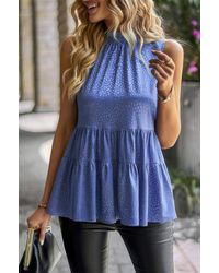 TRUEDAMES - Sleeveless Ruffle Trim Ruffle Hem Loose Top - Lyst