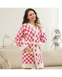 TRUEDAMES - Checkered Robe With Pockets And Belt - Lyst